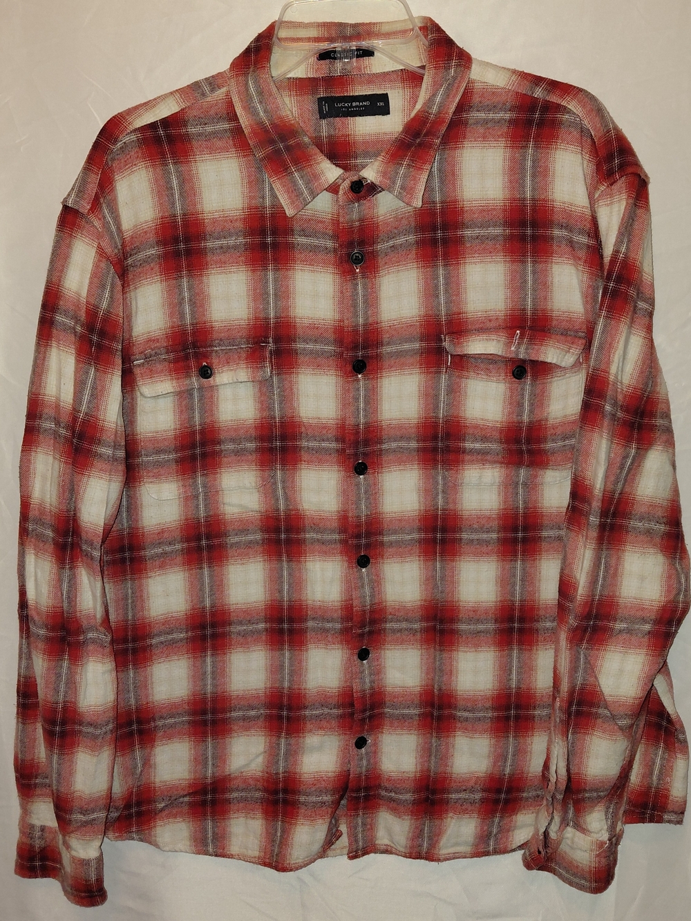 Lucky Brand Red and White Plaid Button-Down Shirt #2574
